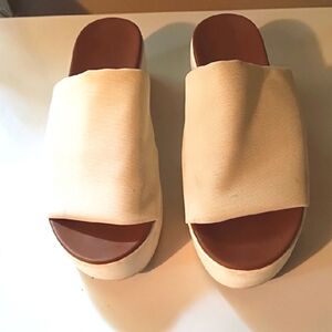 Madden Girl Cream Platform Slides